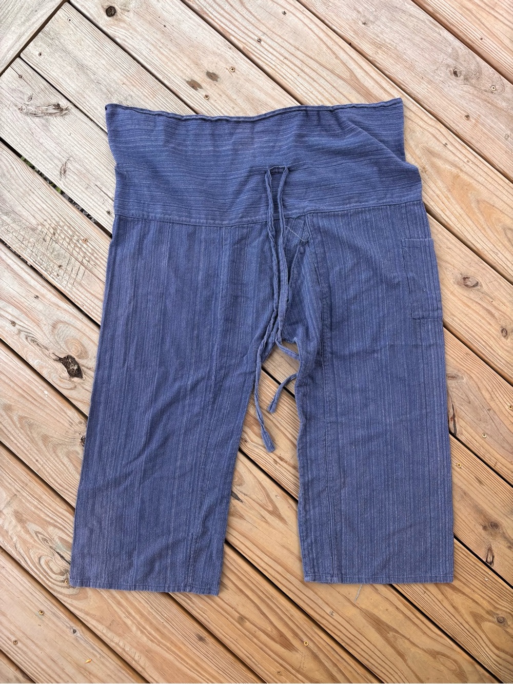 Women’s s/m fisherman pants boho woven blue cotton